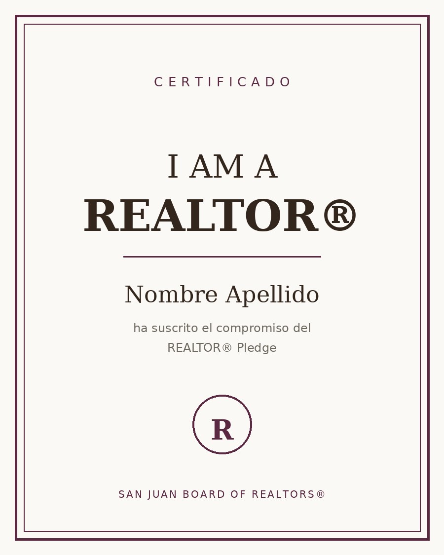 Certificado REALTOR® — Nombre Apellido